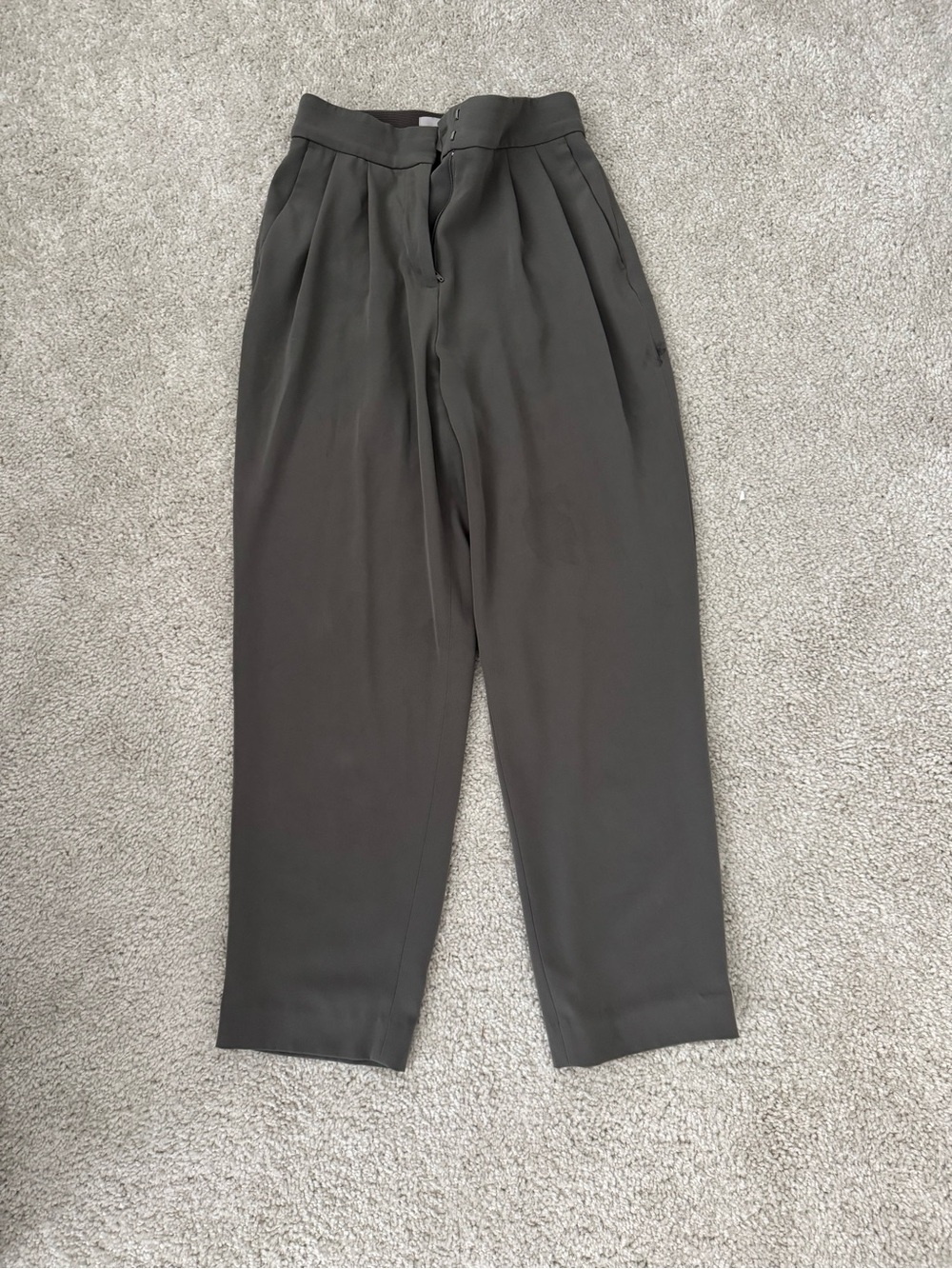 H&M Olive Green Wide Leg Pleated Pants